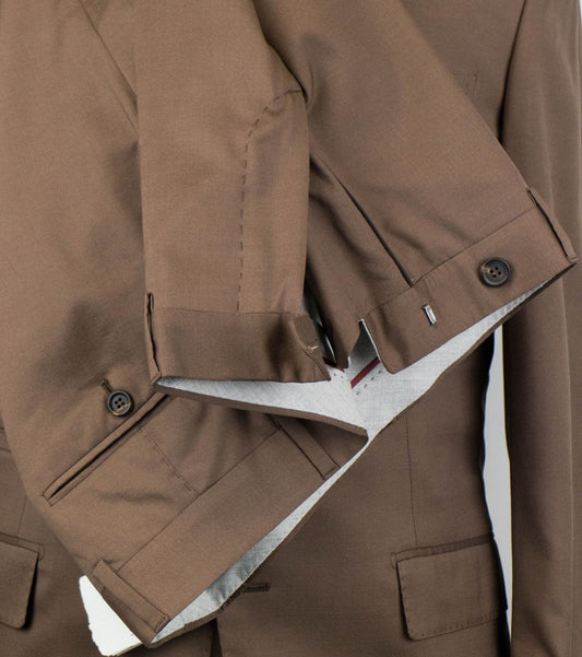 Wool Blend 3/2 Button Suit - Brown