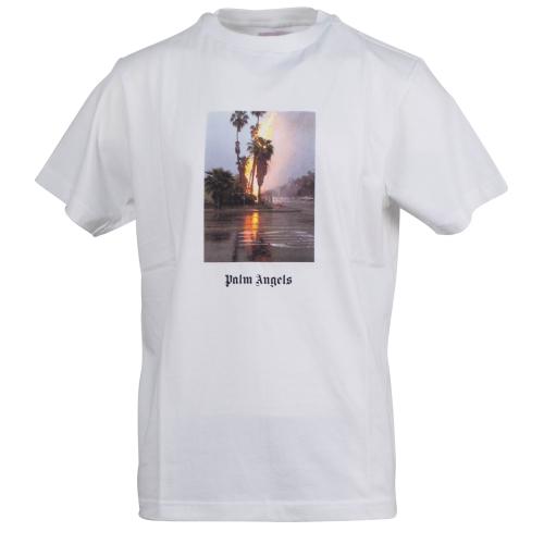 Burning Photo-Print Cotton T-Shirt - White