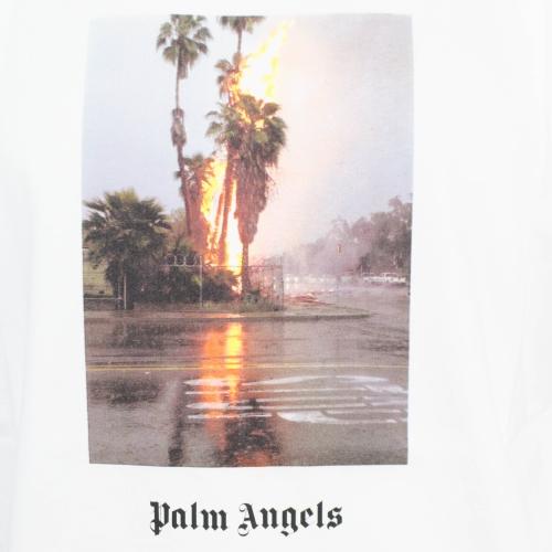 Burning Photo-Print Cotton T-Shirt - White