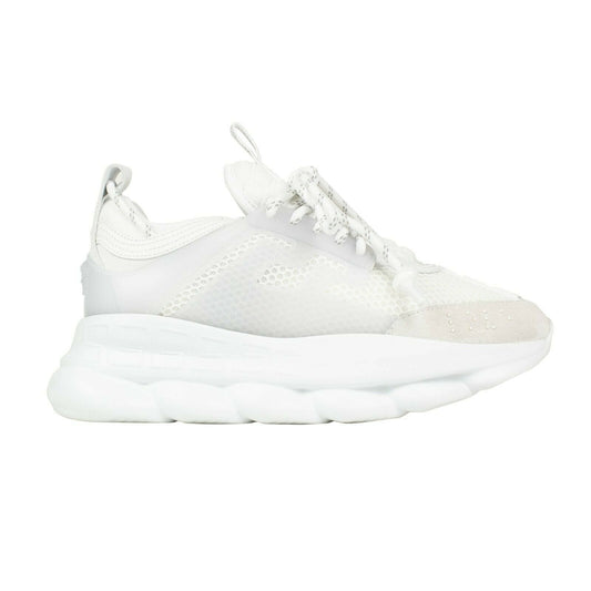 Versace Mesh Rubber And Suede Chain Reaction Sneakers - White