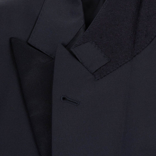 Cahmere Blend Two Button Tuxedo Suit - Black