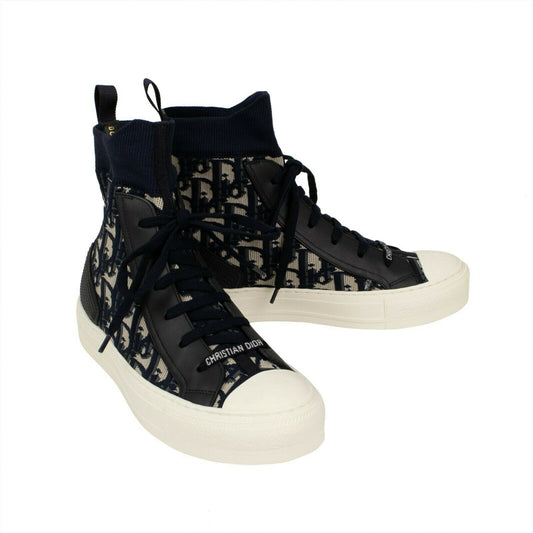 Walk'N'Dior Technical Knit Oblique High-Top Sneaker - Navy