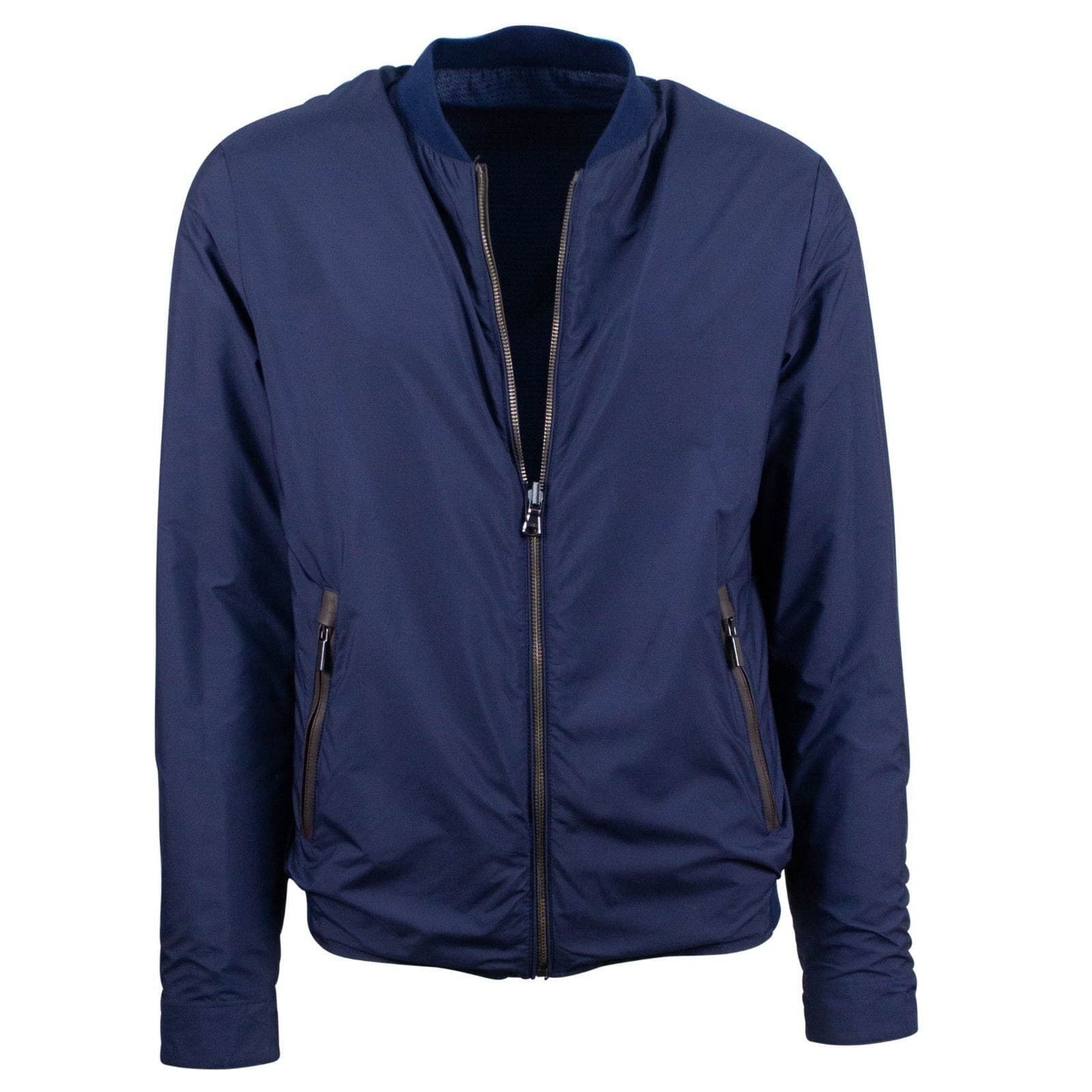 Blue Nylon Reversible Bomber Jacket