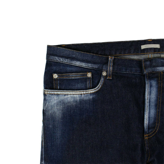 Bleached Cotton Blend Stretch Jeans - Blue