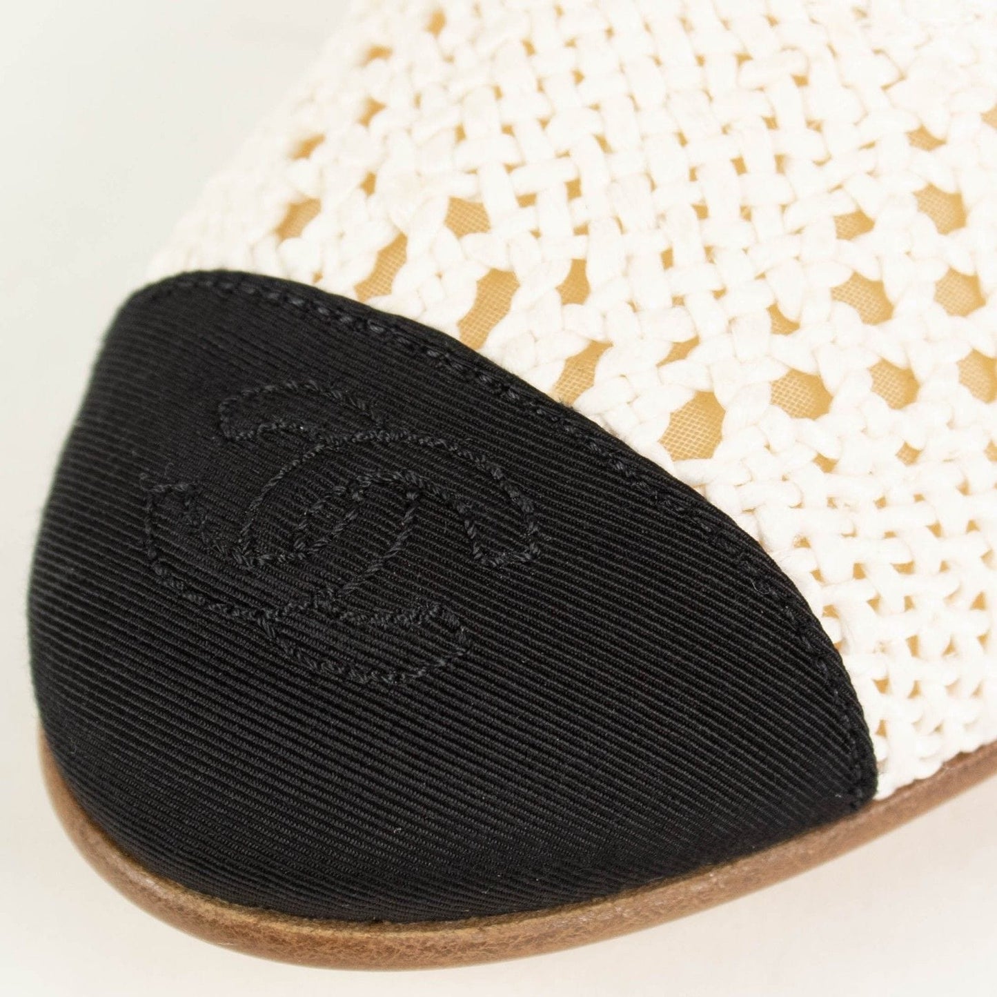Tweed And Grosgrain Cap Toe Ballerina Flats - Ivory
