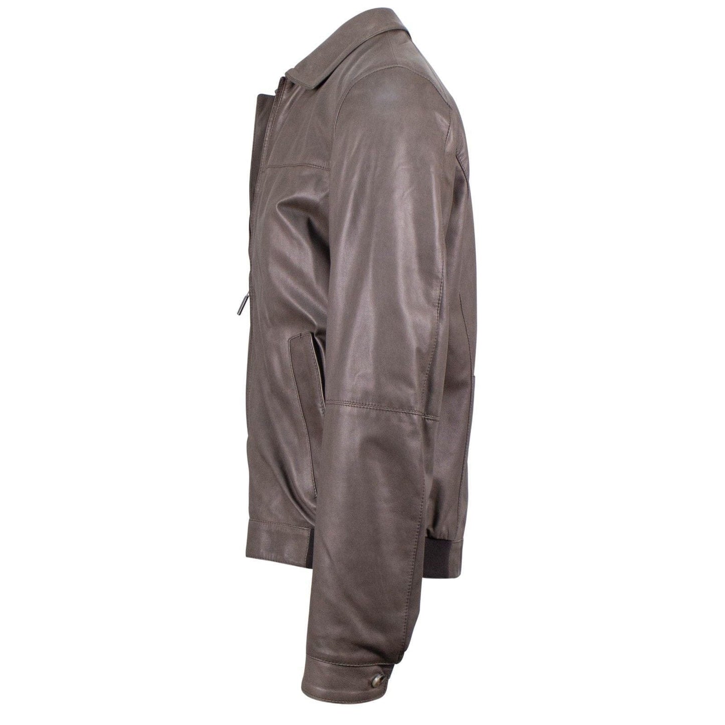 Brown Leather Bomber Jacket