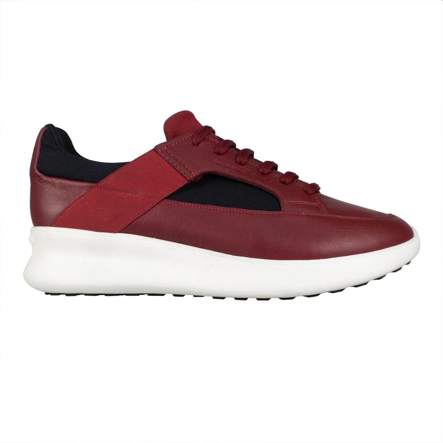 Calfskin Leather Lace Up Sneakers Shoes - Red