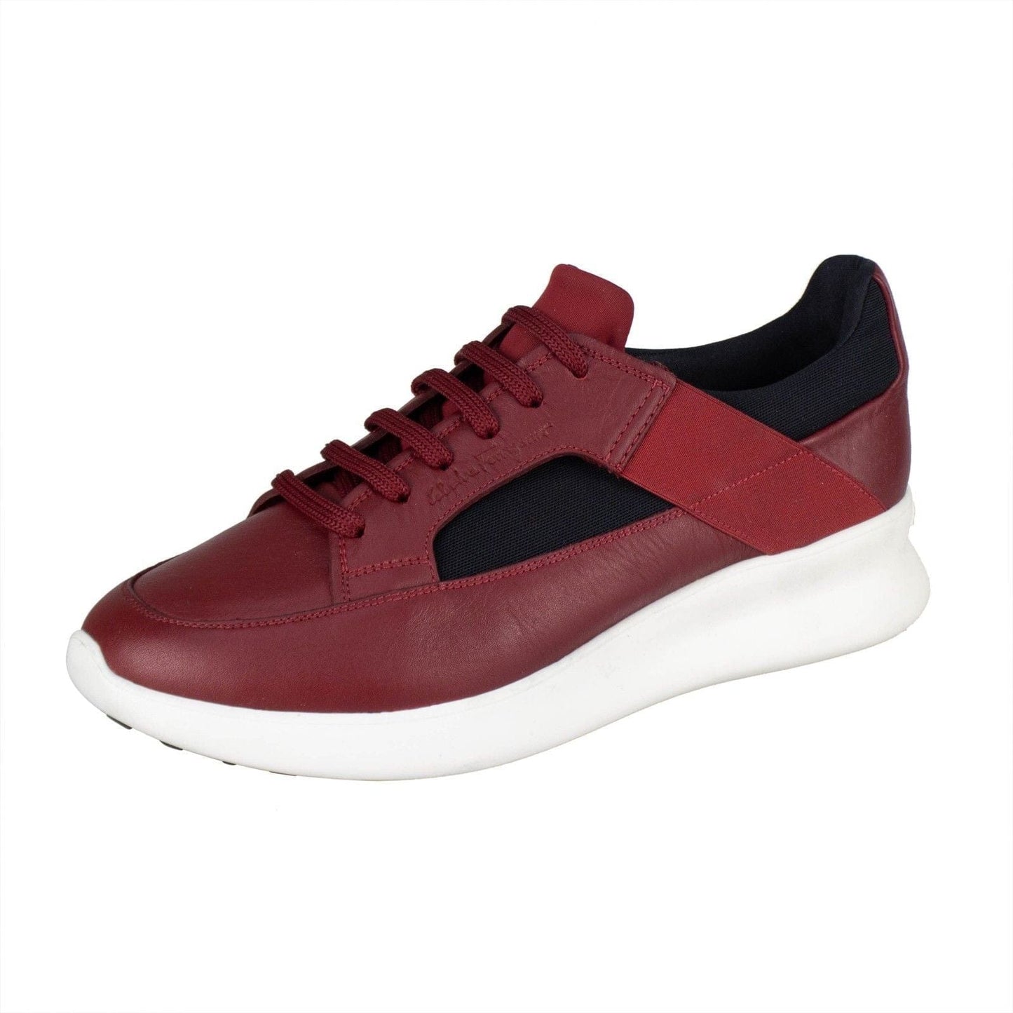 Calfskin Leather Lace Up Sneakers Shoes - Red