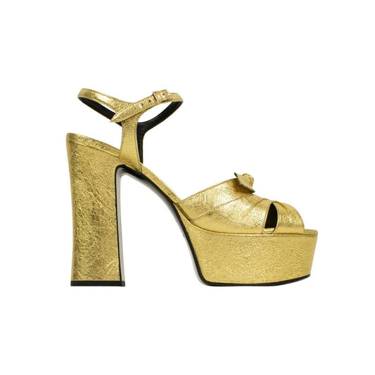 Candy Bow Platform Sandal Pumps - Gold
