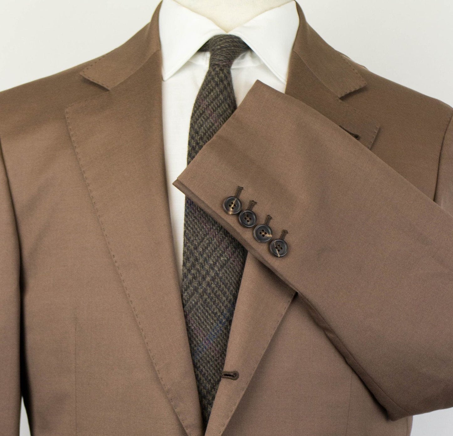 Wool Blend 3/2 Button Suit - Brown