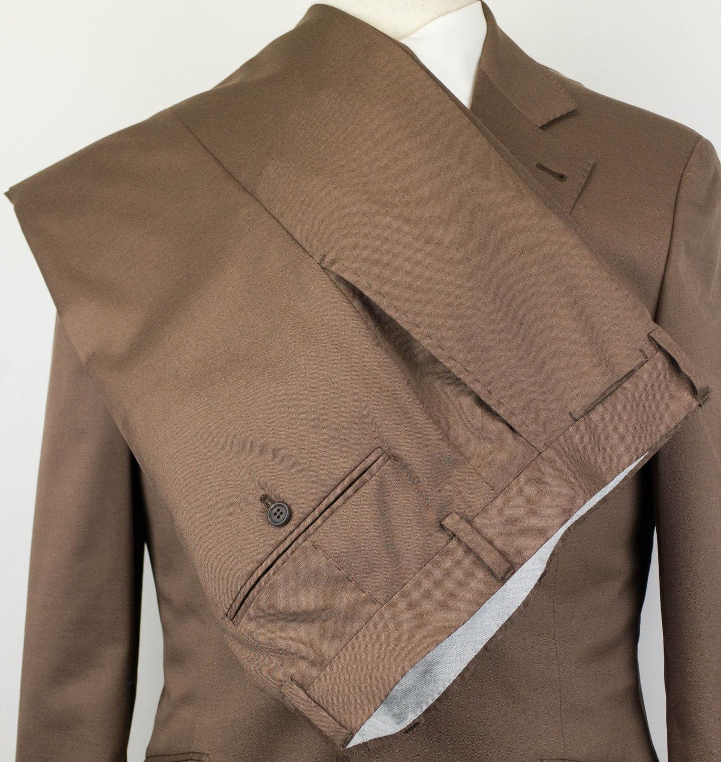 Wool Blend 3/2 Button Suit - Brown