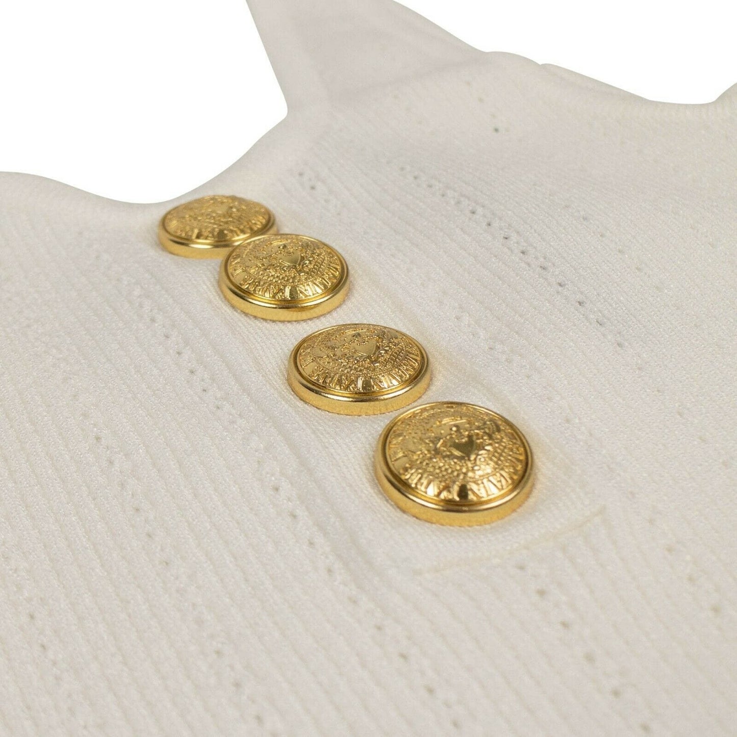 Sleeveless Knit Gold Buttons Bodysuit - White