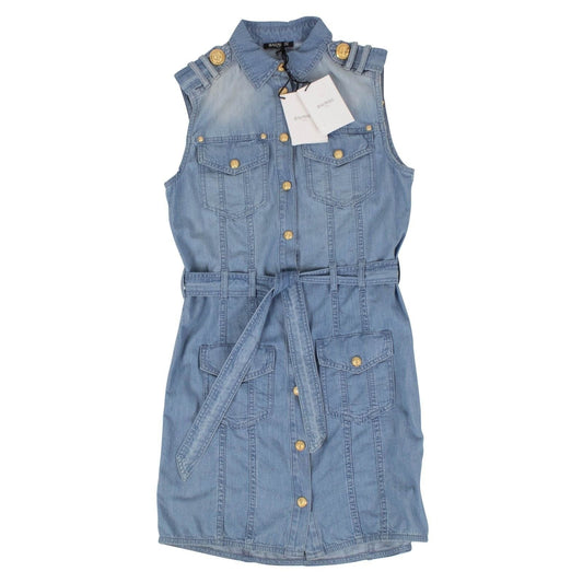 Denim Button Down Woven Dress - Light Blue
