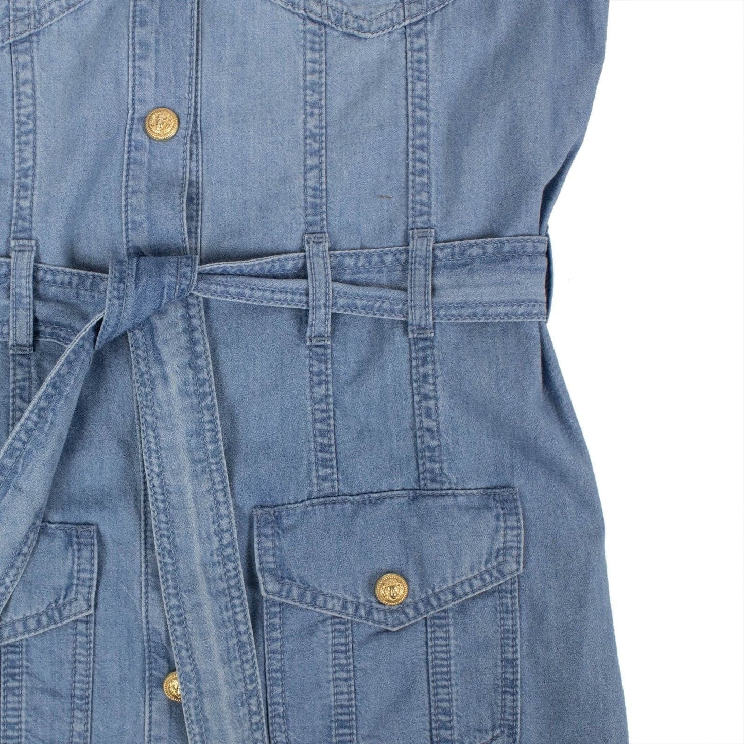 Denim Button Down Woven Dress - Light Blue