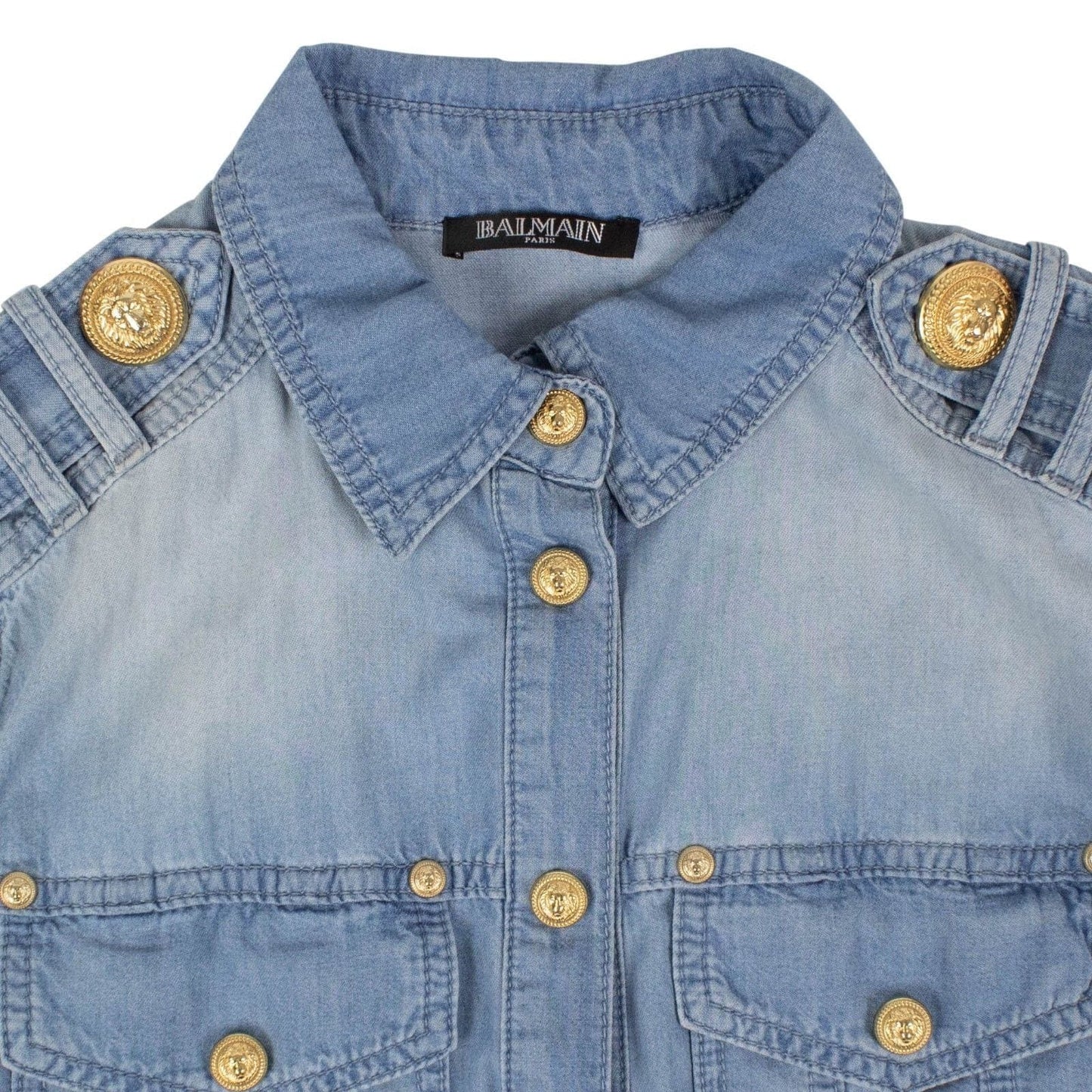 Denim Button Down Woven Dress - Light Blue