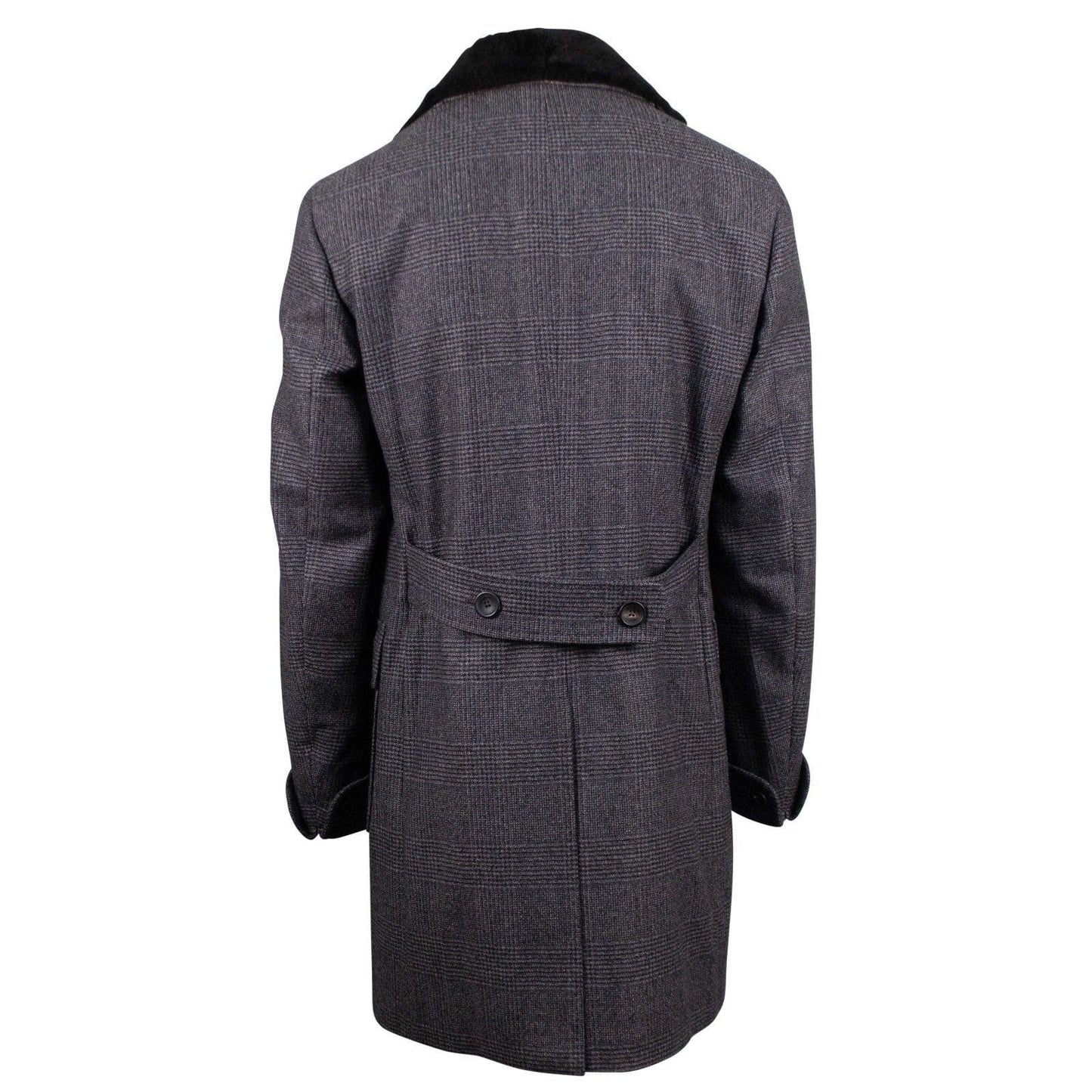 Brown Plaid Double Breasted Slim Fit Coat