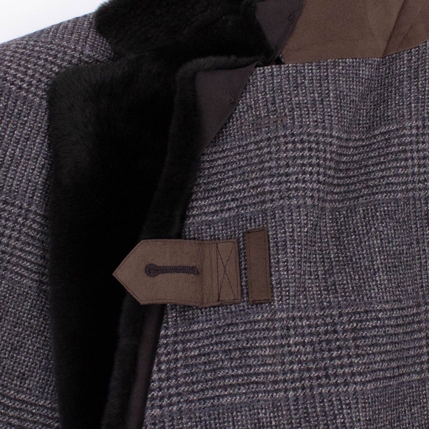Brown Plaid Double Breasted Slim Fit Coat