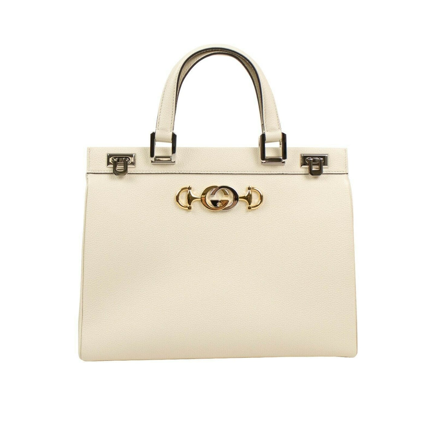 Zumi Grainy Leather Medium Top Handle Handbag - White
