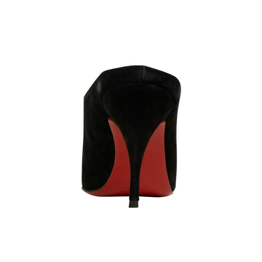 Velour 'Quart' Mule Heels - Black