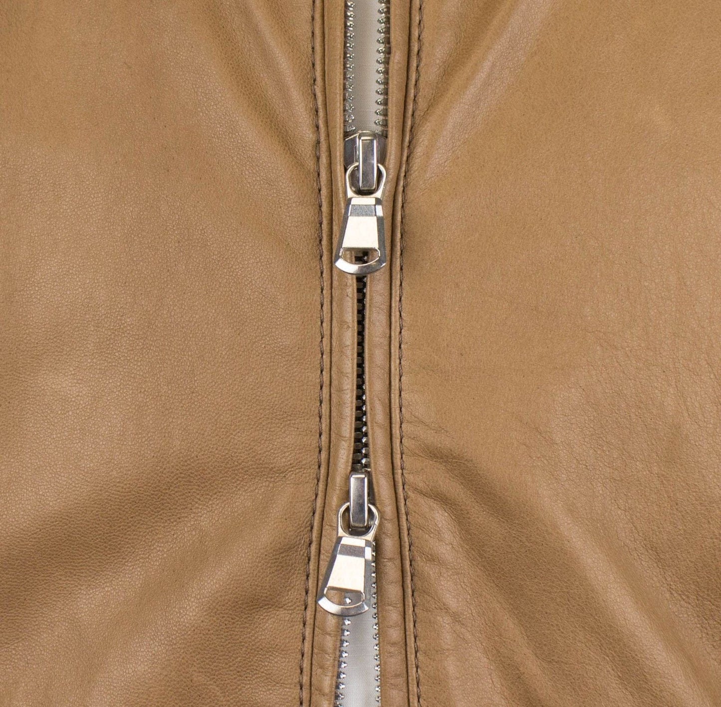 BRUNELLO CUCINELLI Brown Leather Zip-Up Bomber Jacket