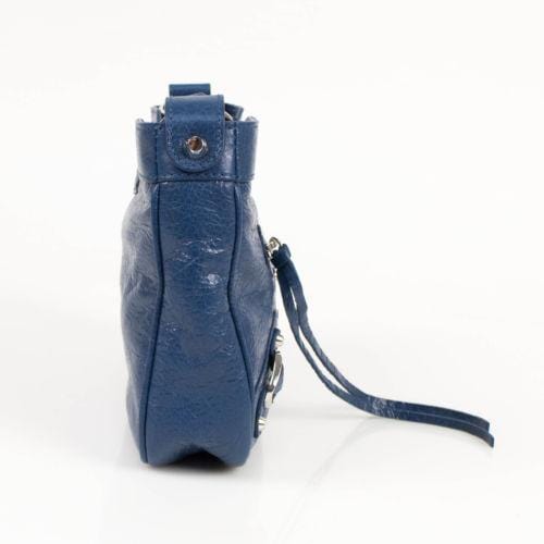 Blue Leather Classic Hip AJ Shoulder Bag