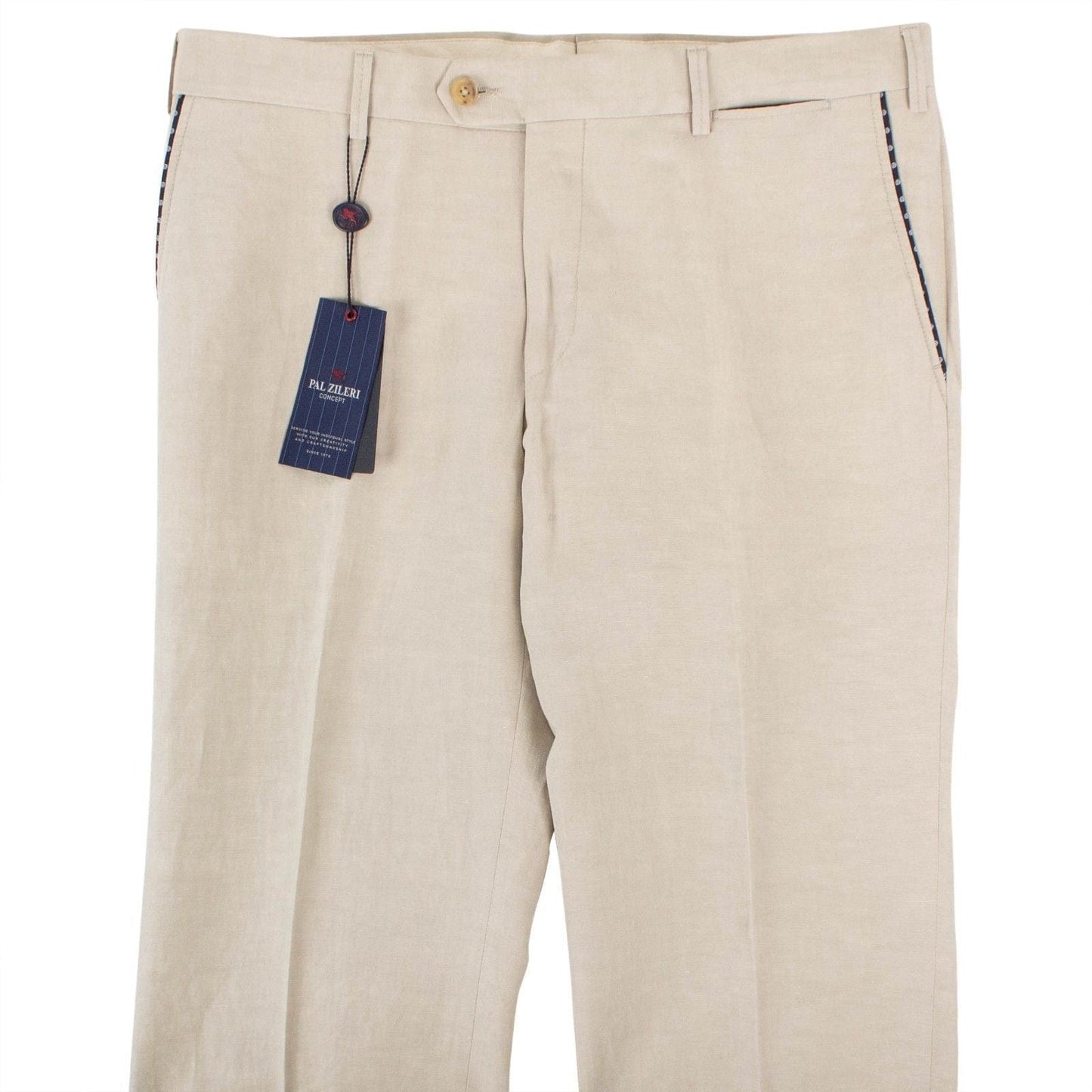 Beige Silk Blend Dress Pants