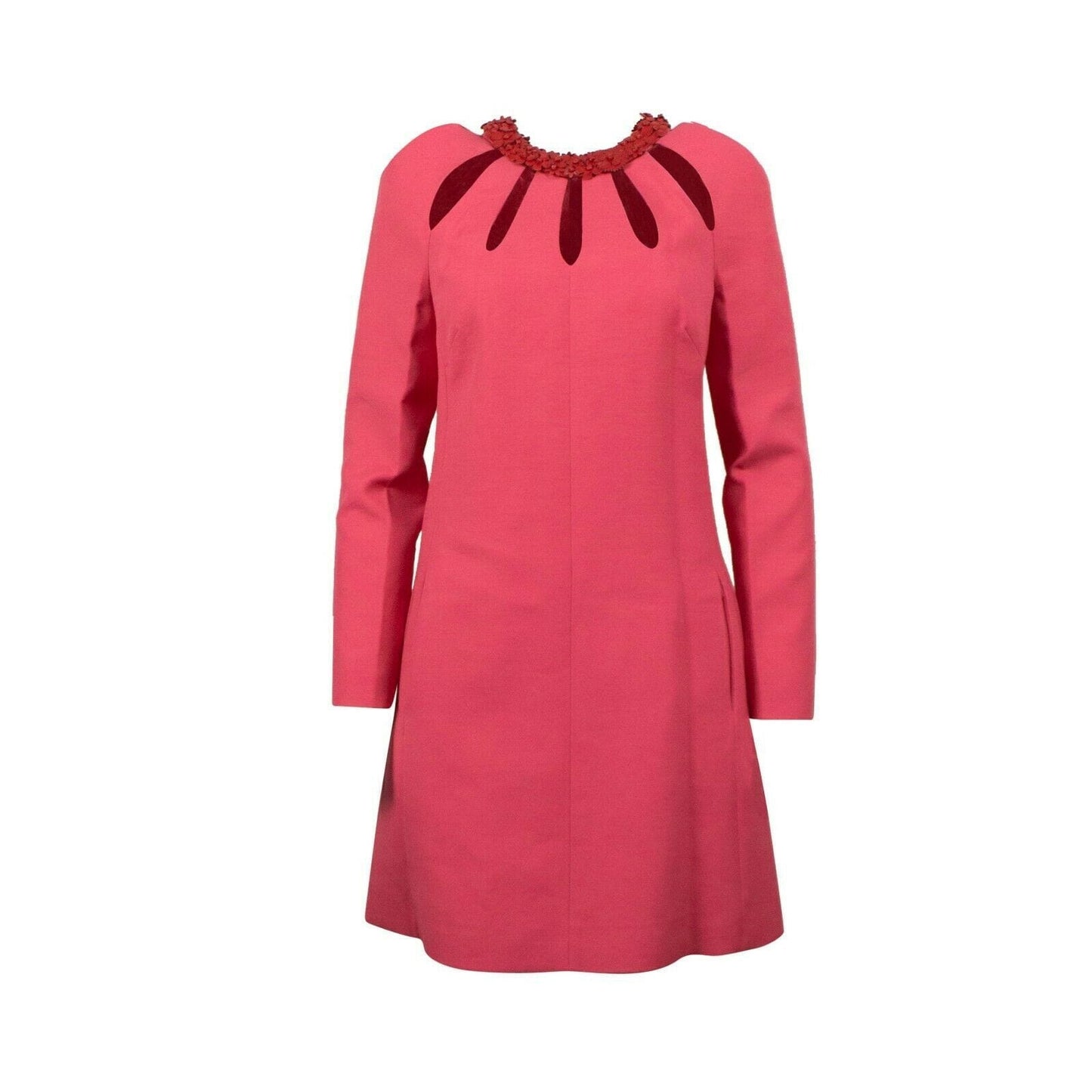 Wool Blend Cut Out Shift Dress - Pink