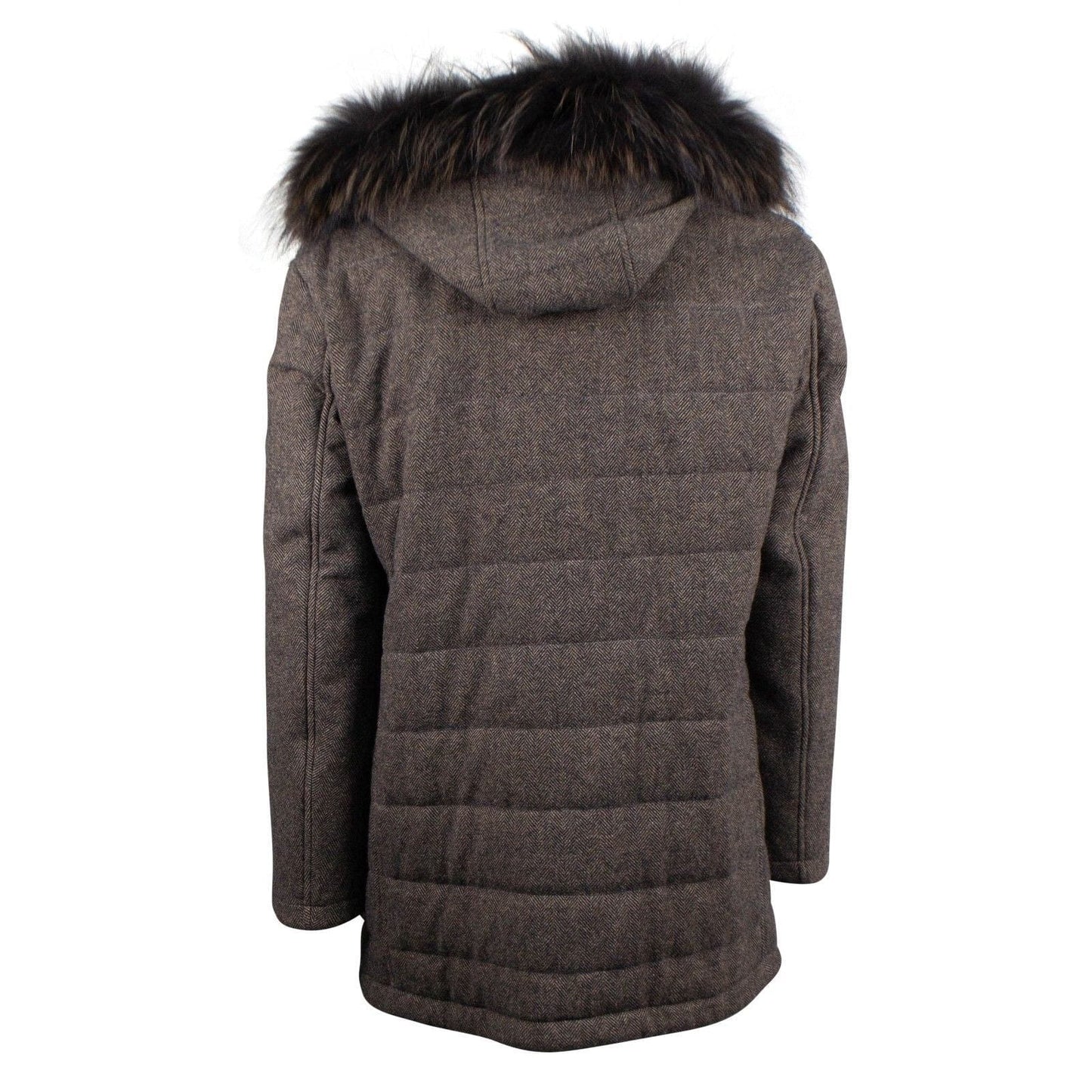Brown Twill Wool Parka Coat