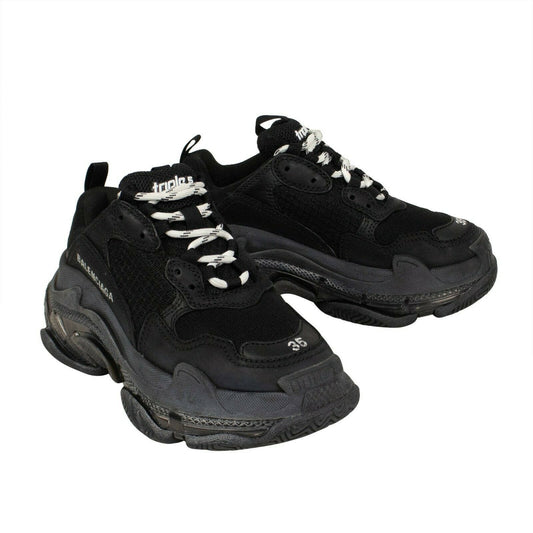 Women's Triple S Multi-Material Chunky Sneakers - Black