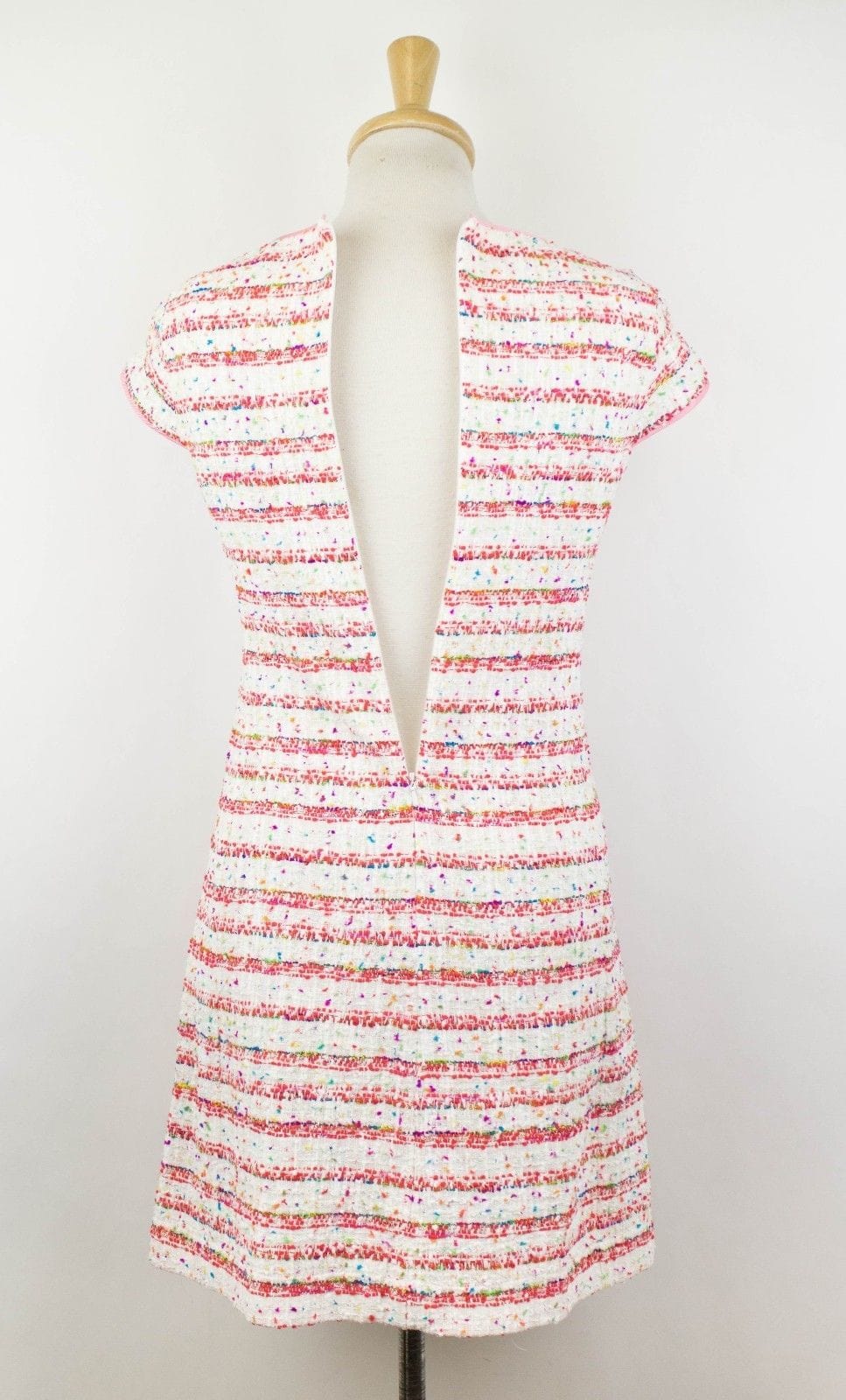 Grosgrain Trimmed Tweed Mini Dress - Red / White