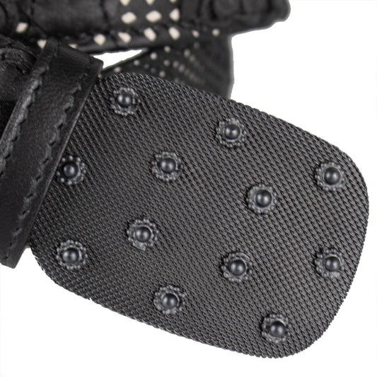 White Design Leather With Flowers Belt - Black