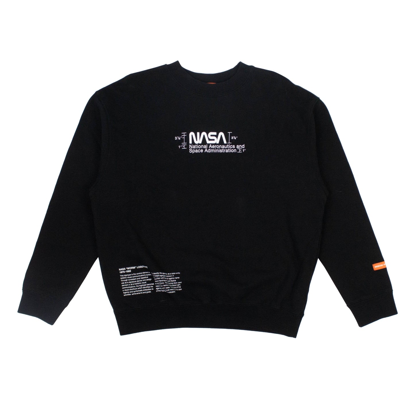 Cotton NASA Slogan Crewneck Sweatshirt - Black