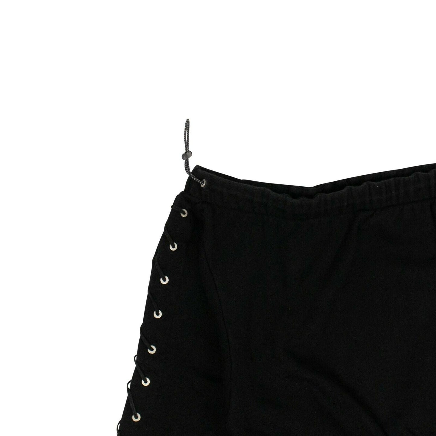Asymmetrical Neck Lace-Up Sweatshirt - Black