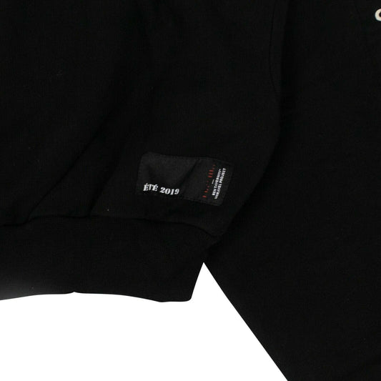 Asymmetrical Neck Lace-Up Sweatshirt - Black