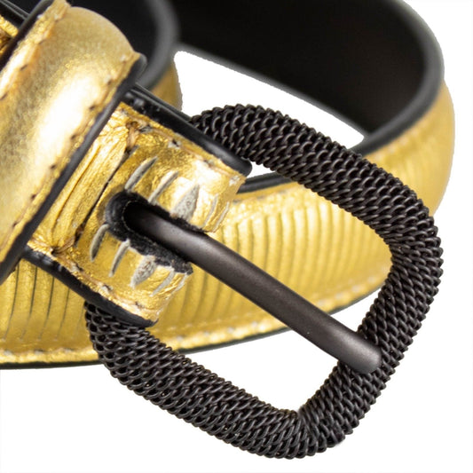 Textured Leather Belt - Gold