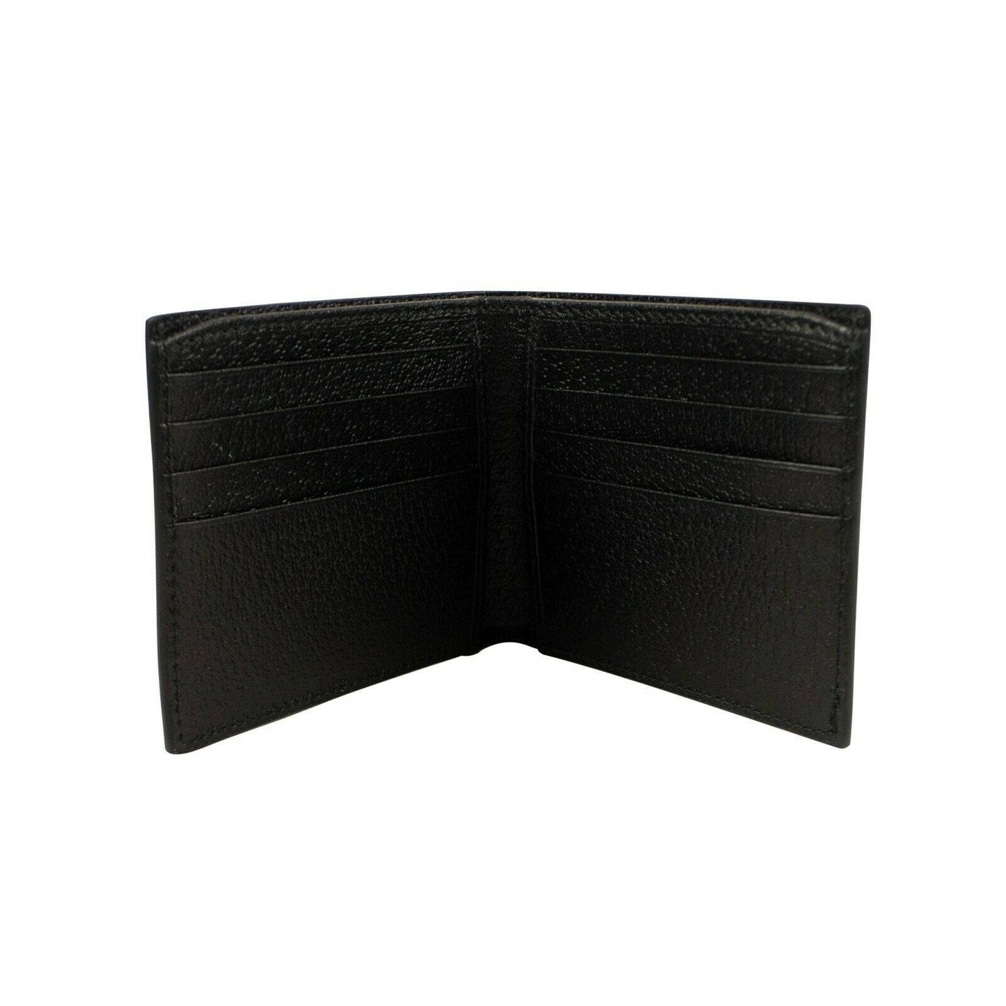 Web Grained Leather Bi-Fold Wallet - Black