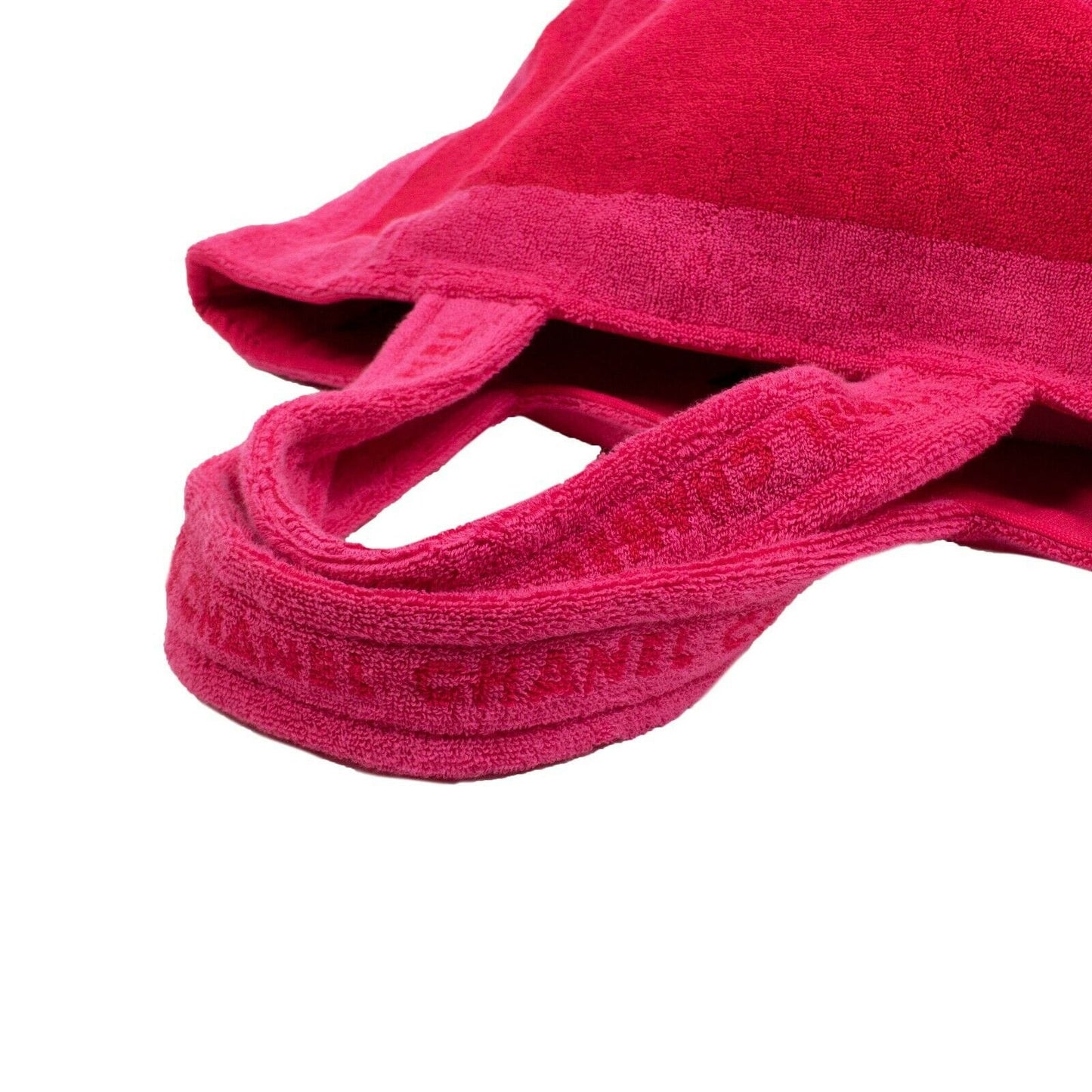 Terry Cotton Contrast 'CC' Logo Large Beach Towel Tote Bag - Pink