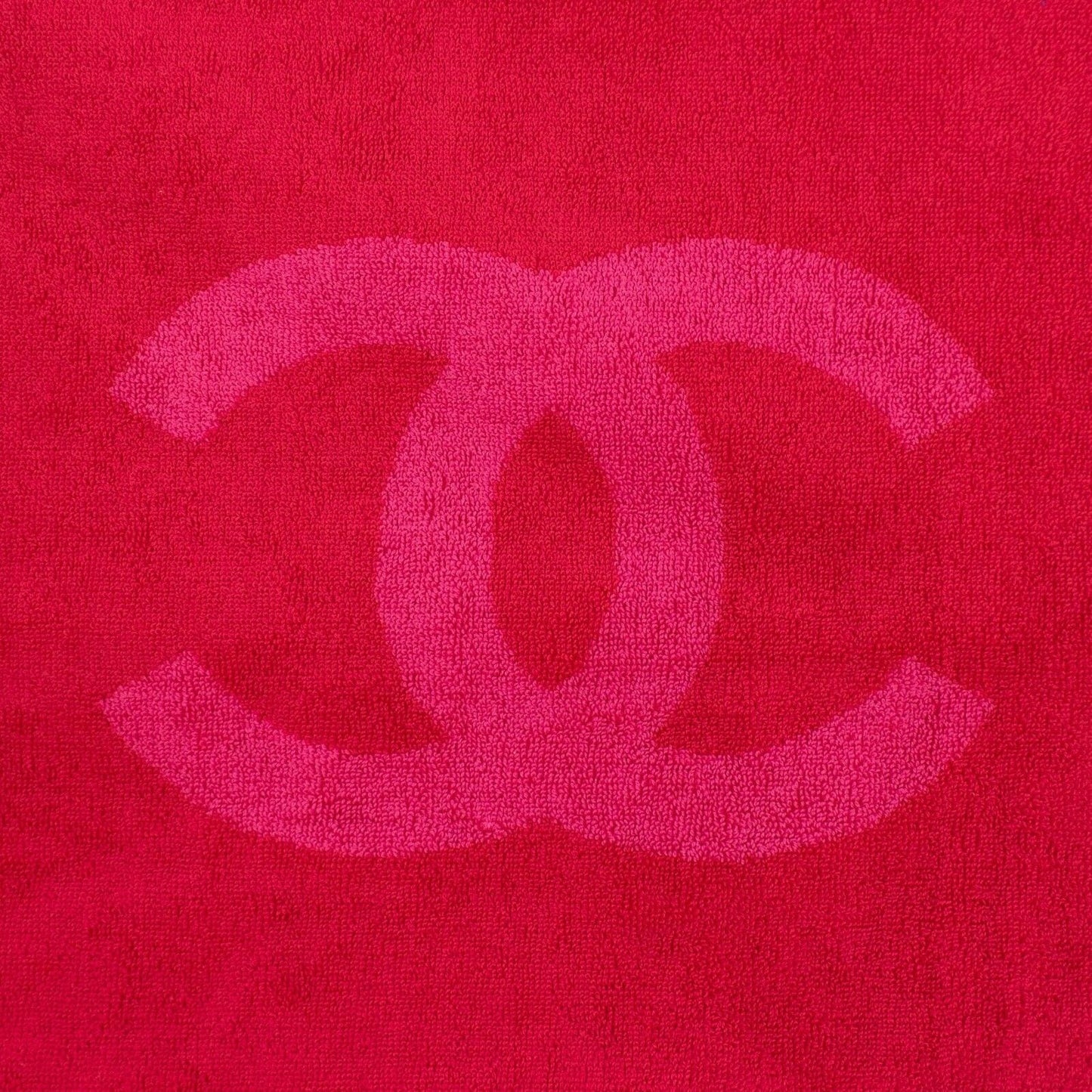 Terry Cotton Contrast 'CC' Logo Large Beach Towel Tote Bag - Pink