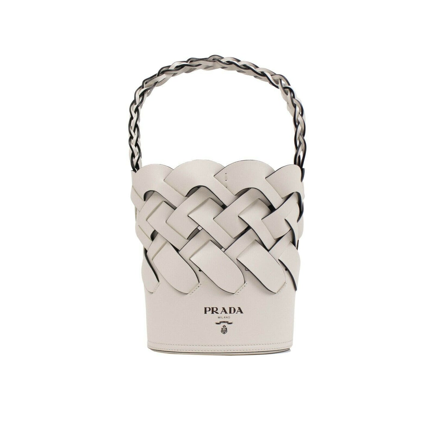 Tress Large Woven Bucket Bag - White