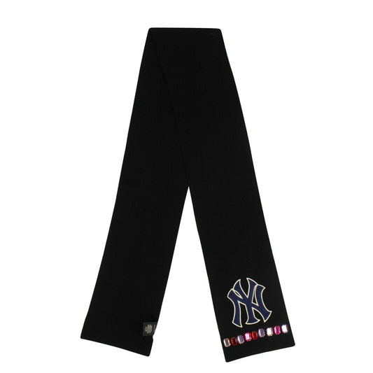 Wool NY Yankees Crystal Embellished Scarf - Black