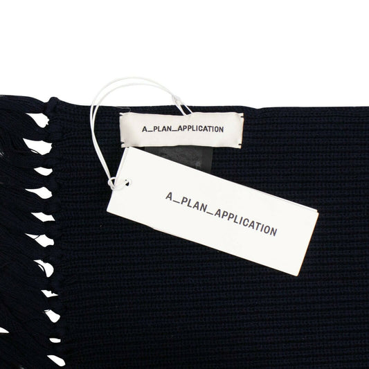 Wool Cable Knit Scarf - Navy Blue