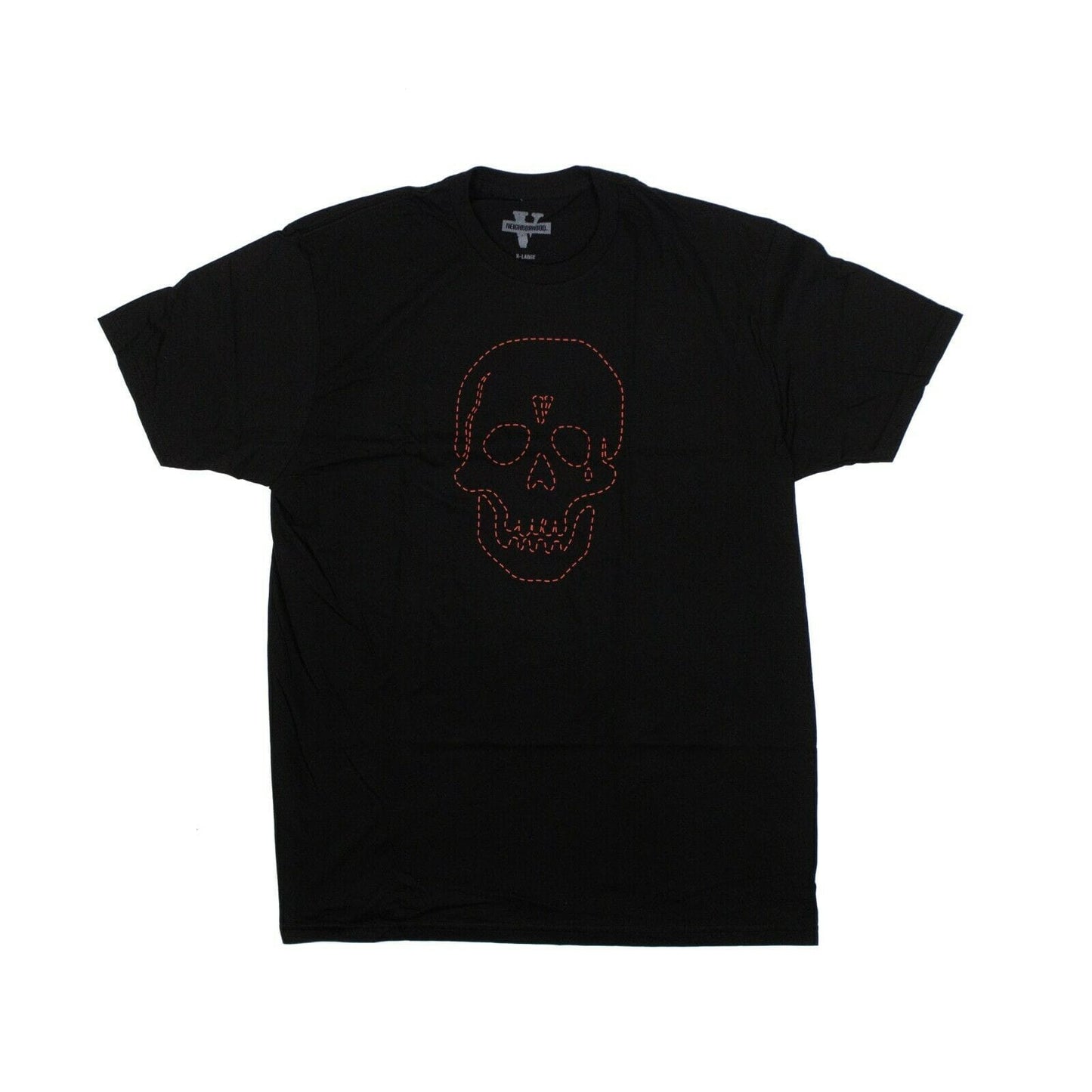 VLONE x NEIGHBORHOOD Cotton Red Skull Short Sleeve T-Shirt - Black