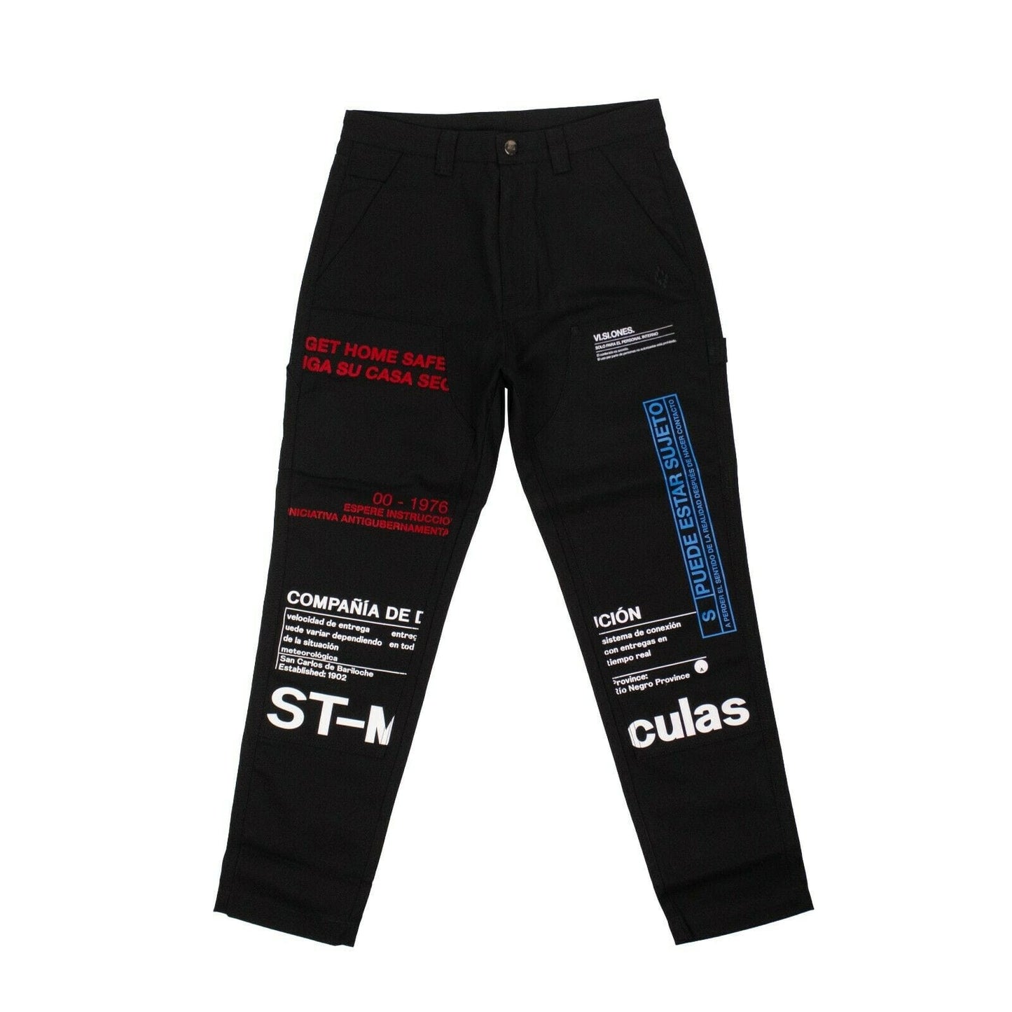 Warning Lettering Pants - Black