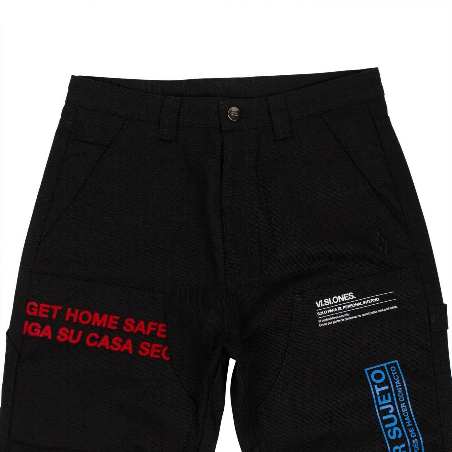Warning Lettering Pants - Black