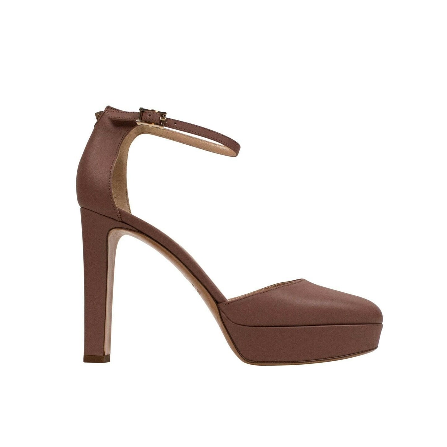 Ankle Strap Platform Leather Heels - Ankle Strap