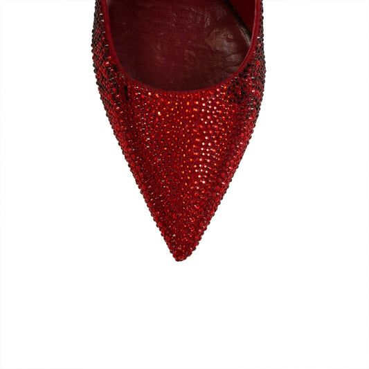 Ankle Strap Crystal Heels - Red