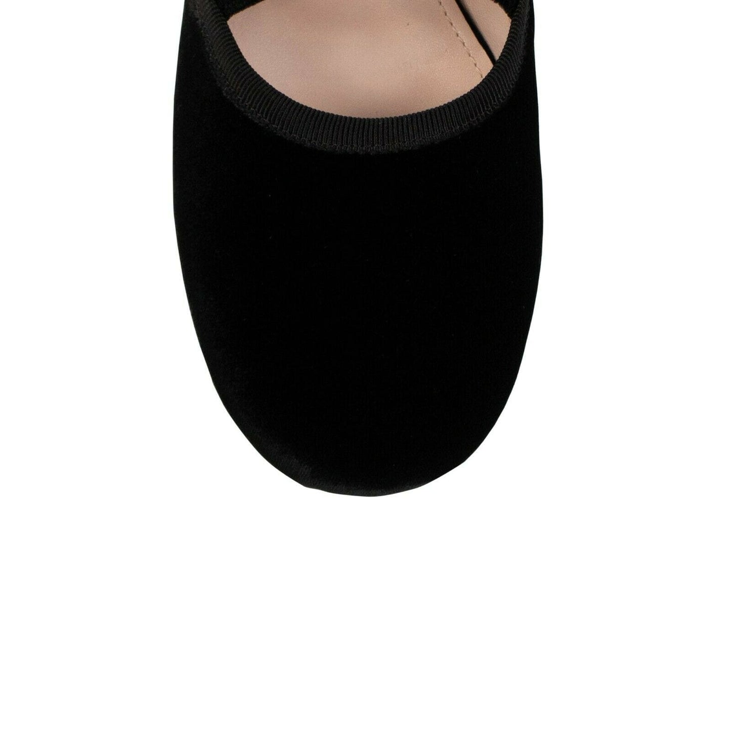 Velvet Cross Strap Ballerina Flats - Black