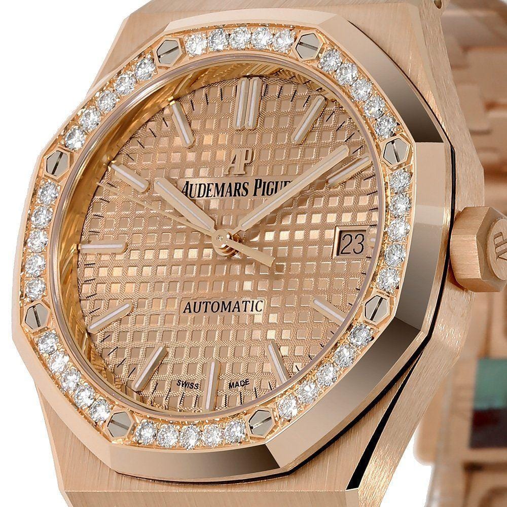 Audemars Piguet Royal Oak, Rose Gold Diamond Bezel 37MM Watch 15451OR.ZZ.1256OR.03