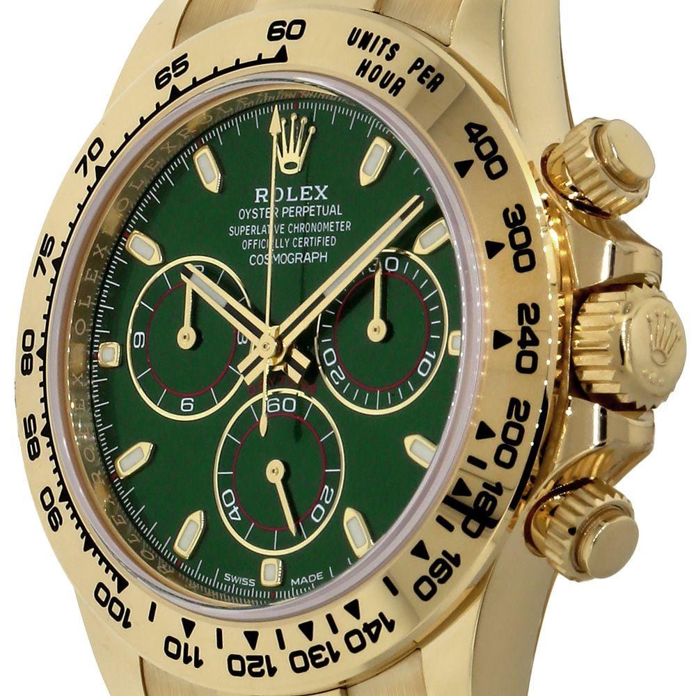 Rolex Cosmograph Daytona, Yellow Gold Green Index Dial 40MM Watch 116508