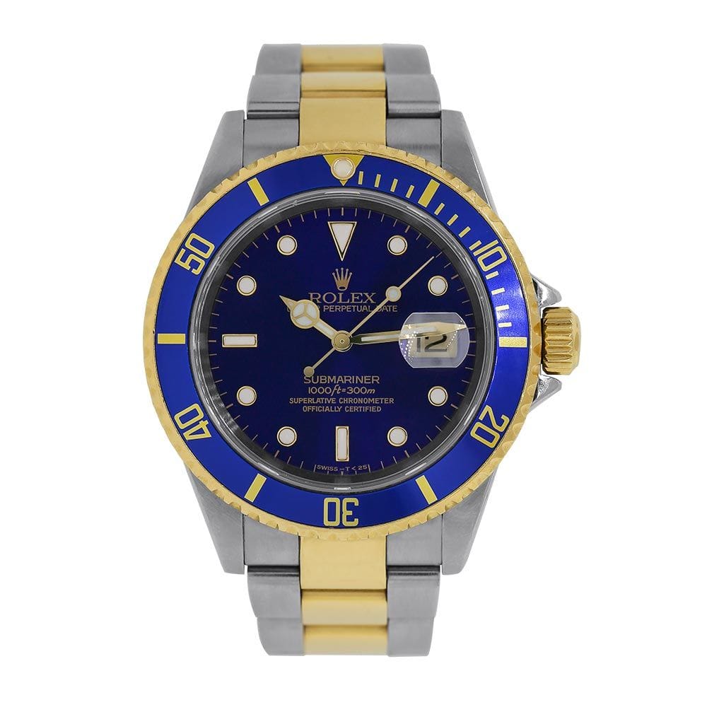 Rolex Submariner Date, Vintage Two-tone Stainless-Steel Blue Dial 40MM Watch 16613(PRE-OWNED)